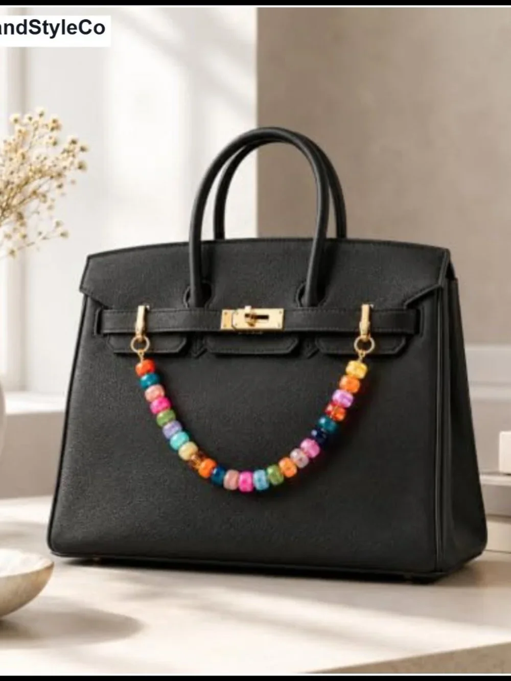 Chunky Resin Beaded Bag Charm Keychain